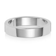 4mm Wedding Ring Flat Profile 9k White Gold, Medium