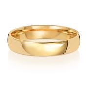 4mm Wedding Ring Slight Court Shape 9k Gold, Medium
