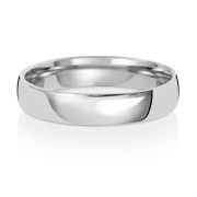 4mm Wedding Ring Slight Court Shape 9k White Gold, Medium