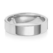 5mm Wedding Ring Flat Court 9k White Gold, Heavy