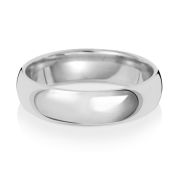 5mm Wedding Ring Traditional Court Shape, 9k White Gold, Heavy