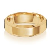 6mm Bevelled Soft Court Wedding Ring 18k Gold, Heavy