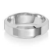 6mm Platinum Bevelled Soft Court Wedding Ring, Heavy
