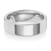 6mm Platinum Wedding Ring Flat Court Shape, Heavy Weight