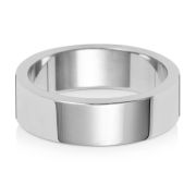 6mm Platinum Wedding Ring Flat Profile, Medium