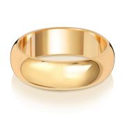 6mm Wedding Ring D-Shape 9k Gold, Heavy