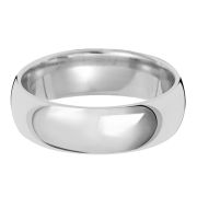 6mm Wedding Ring Traditional Court Shape, 9k White Gold, Heavy