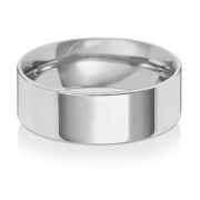 7mm Wedding Ring Flat Court 9k White Gold, Medium
