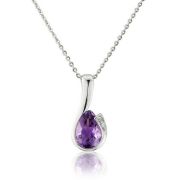 Mark Milton Diamond and Amethyst Drop Pendant Necklace, 9k White Gold