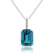 Mark Milton London Blue Topaz Pendant Necklace, 9k White Gold