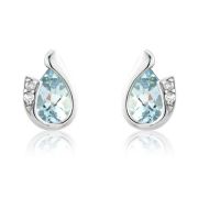 Mark Milton Diamond and Aquamarine Pear Cut Earrings, 9k White Gold
