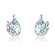 Mark Milton Diamond and Aquamarine Pear Cut Earrings, 9k White Gold