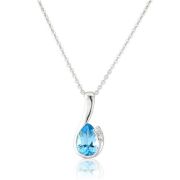 Mark Milton Diamond and Blue Topaz Drop Pendant Necklace, 9k White Gold