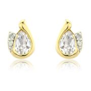 Mark Milton Diamond and White Topaz Pear Cut Earrings, 9k White Gold