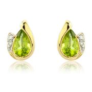 Mark Milton Diamond and Peridot Pear Cut Earrings, 9k Gold
