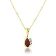 Mark Milton Diamond and Ruby Drop Pendant Necklace, 9k Gold