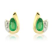 Mark Milton Diamond and Emerald Pear Cut Earrings, 9k Gold