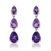 Mark Milton Pear Cut Graduating Amethyst Drop Earrings, 9k White Gold