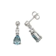 Aquamarine & Diamond Pear Drop Earrings, 9k White Gold