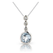 Aquamarine & Diamond Drop Pendant, 9k White Gold