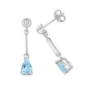 Aquamarine & Diamond Pear Drop Earrings, 9k White Gold