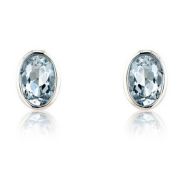 Mark Milton Aquamarine Oval Stud Earrings, 9k White Gold