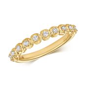 Bead Set Diamond Half Eternity Ring in Yellow Gold