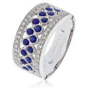 Sapphire & Diamond Half Eternity Ring 1.10ct. 18k White Gold