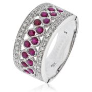 Ruby & Diamond Half Eternity Ring 1.10ct. 18k White Gold