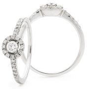 Diamond Halo Engagement Ring 0.40ct, 18k White Gold
