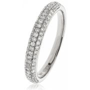 Diamond Pave Set Half Eternity Ring 0.55ct, 18k White Gold