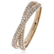 Diamond Pave Cross-Over Ring 0.50ct, 18k Rose Gold