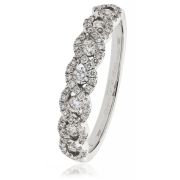 Diamond Half Eternity Plait Ring 0.50ct, 18k White Gold