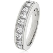 Diamond Princess Half Eternity Ring 1.50ct, 18k White Gold