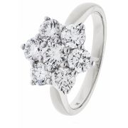 Diamond Cluster Seven Stone Ring 1.60ct, 18k White Gold