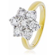 Diamond Cluster Seven Stone Ring 1.60ct, 18k Gold