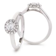 Diamond Halo Engagement Ring, 18k White Gold
