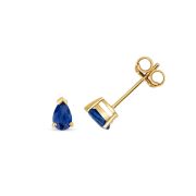 Blue Sapphire Pear Stud Earrings Claw Set 5x3mm, 9k Gold