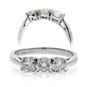 Classic Diamond Trilogy Ring 0.75ct, 18k White Gold