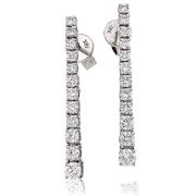 Diamond 12 Stone Drop Earrings 1.20ct, 18k White Gold