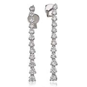 Diamond 12 Stone Drop Earrings 1.25ct, 18k White Gold