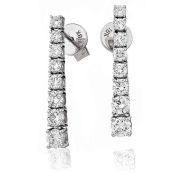 Diamond 8 Stone Drop Earrings 1.10ct, 18k White Gold
