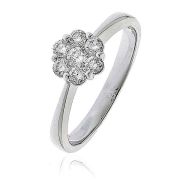 Diamond Cluster Engagement Ring 0.40ct, 18k Gold