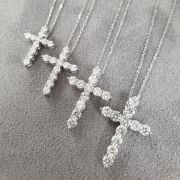 0.75ct. Diamond Cross Pendant Necklace 18k White Gold with Chain