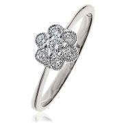 Diamond Flower Cluster Ring 0.30ct, 18k White Gold