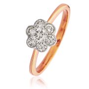 Diamond Flower Cluster Ring 0.50ct, 18k Rose Gold