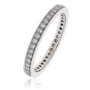 Diamond Full Eternity Ring 0.50ct Bead Set, 18k White Gold