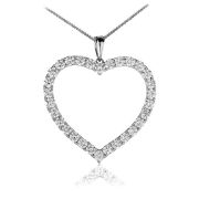 Diamond Heart Pendant Necklace 3.00ct, 18k White Gold