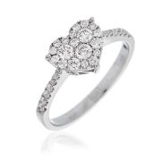 Diamond Heart Ring 0.50ct, 18k White Gold