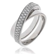 Diamond Pave Cross-Over Ring 0.30ct, 18k White Gold